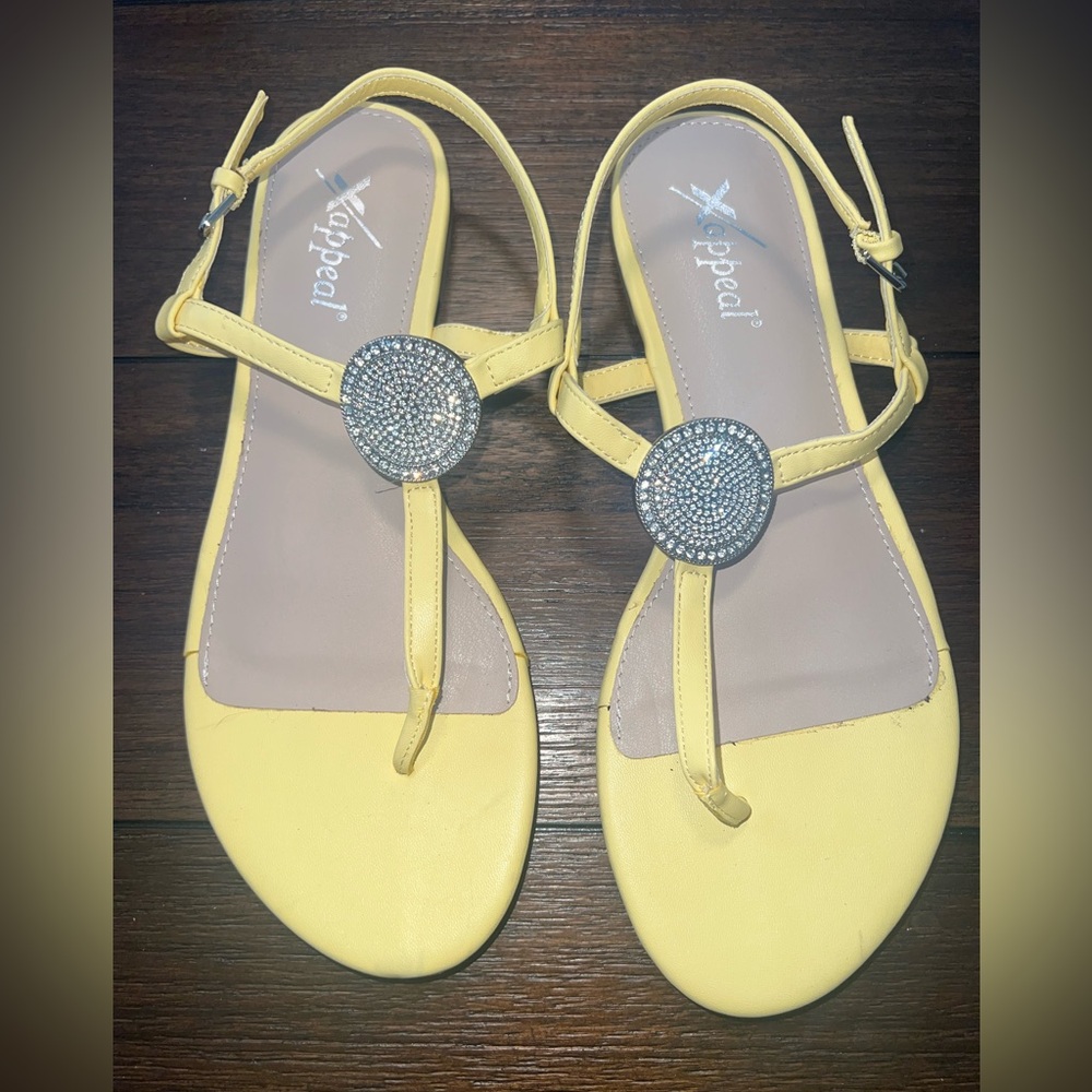 Xappeal Yellow Sandals with Rhinestone Detail